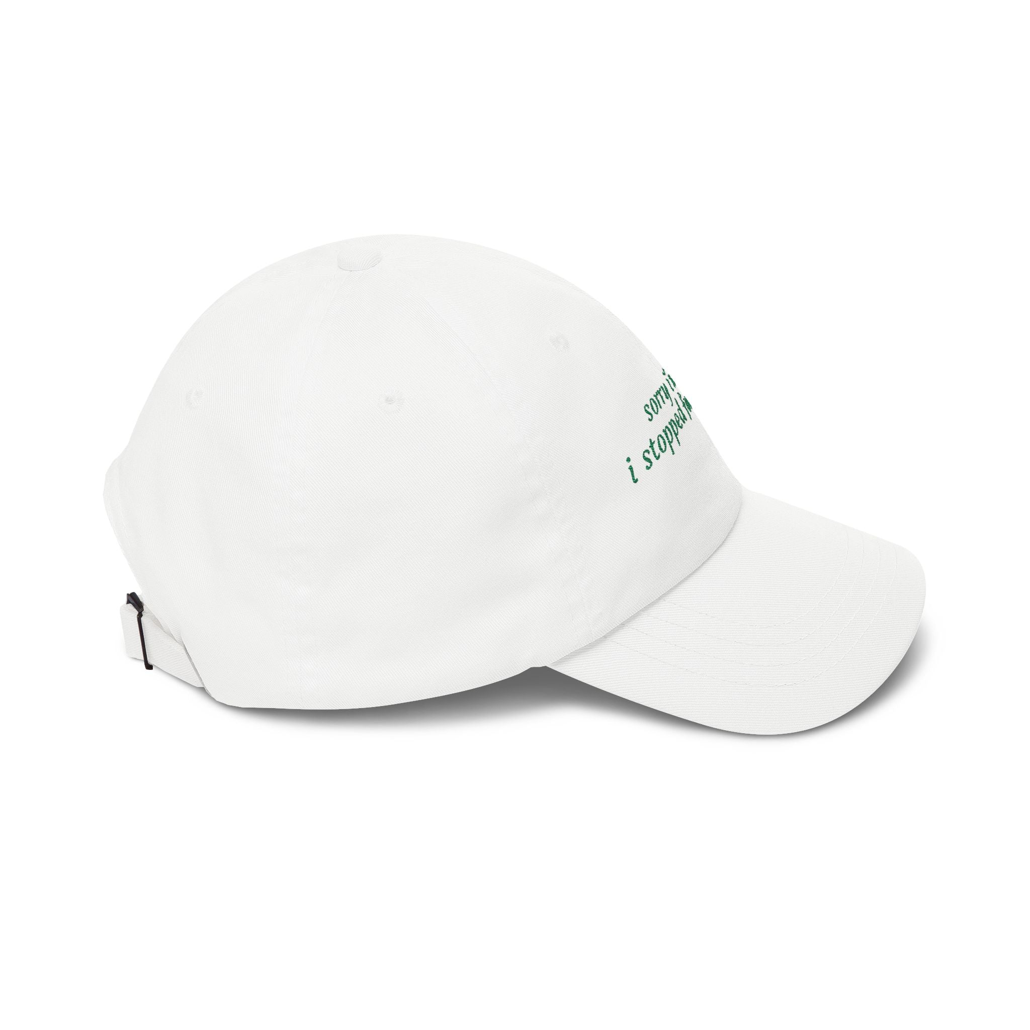 “sorry i’m late i stopped for matcha” Embroidered White Hat